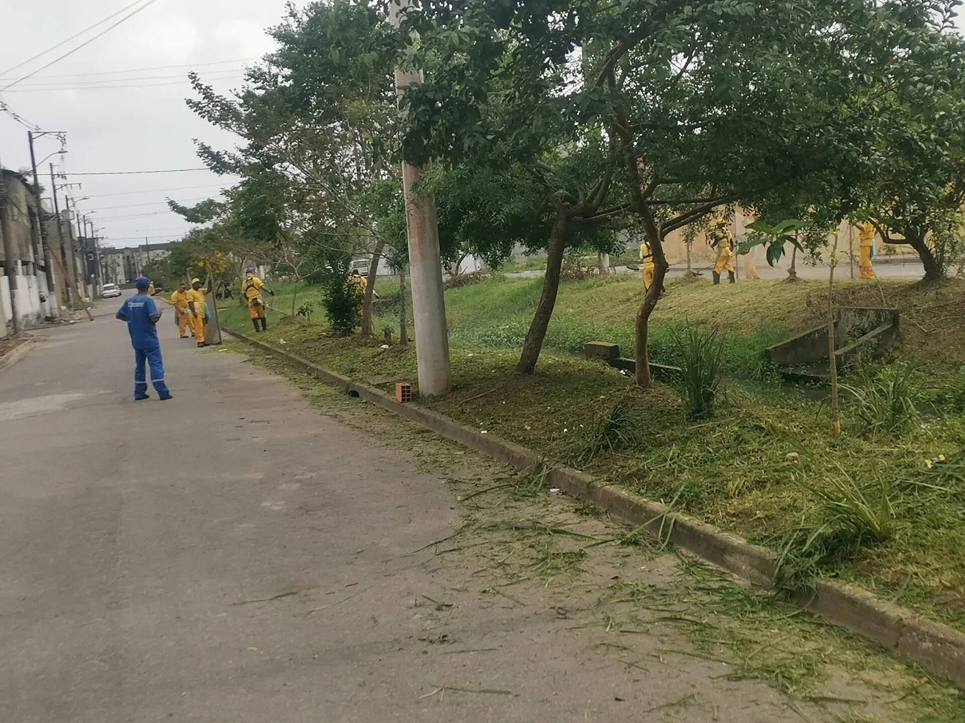 Equipe de manutenção realiza roçada em área verde no Victoria Park após solicitação da associação de moradores.